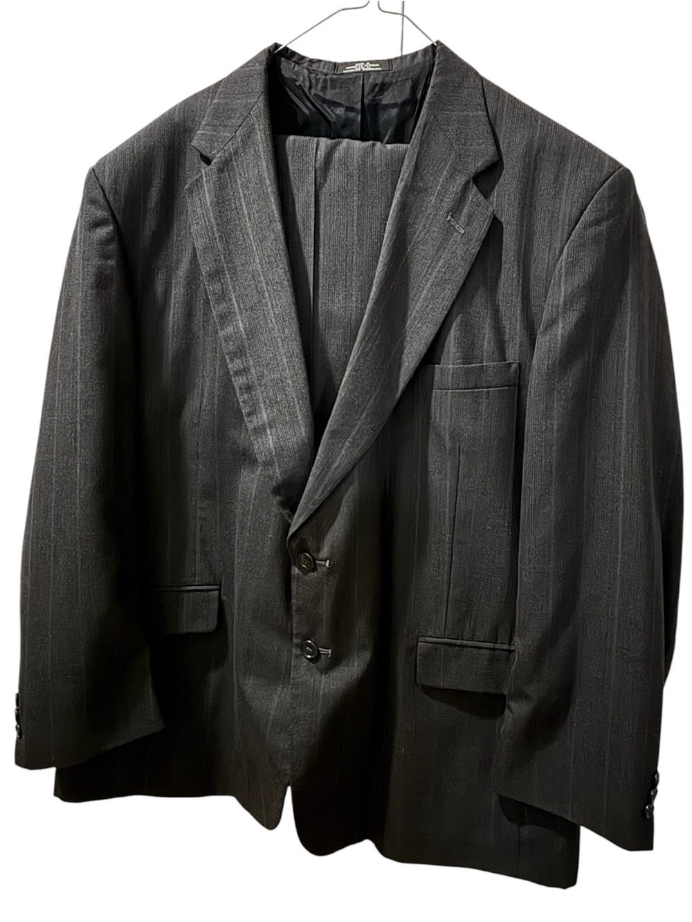 Towncraft Custom Fit Suit | Charcoal Gray Pinstripe | Worsted Wool Blend 50R